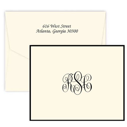 Classic Monogram Border Folded Note Cards